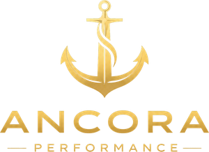 ANCORA PERFORMANCEのロゴ（金色の錨とAncora Performanceの文字）